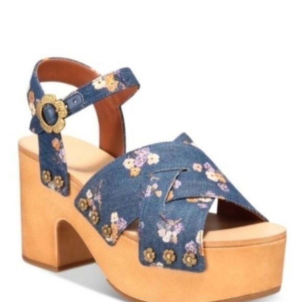 Coach Blue Floral Platform Heels